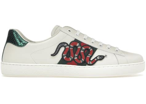 gucci white snake ace sneakers|gucci ace embellished leather sneakers.